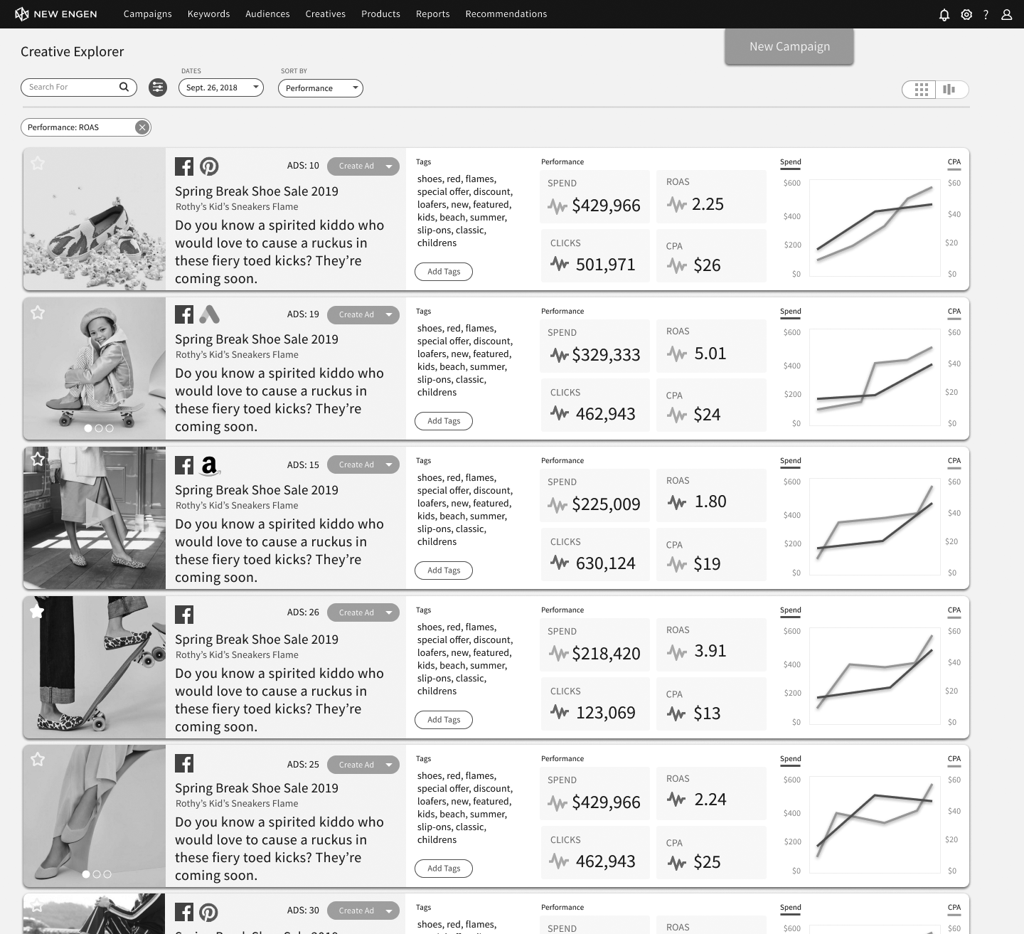 Creative Explorer Concept Wireframes